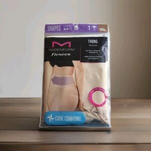 Maidenform Womens Shaping Thong Underwear 3XL Beige waistband Cool Comfort New